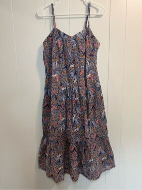 Knox Rose Floral Tiered Midi Dress with Spaghetti Straps Size M Boho, whimsical